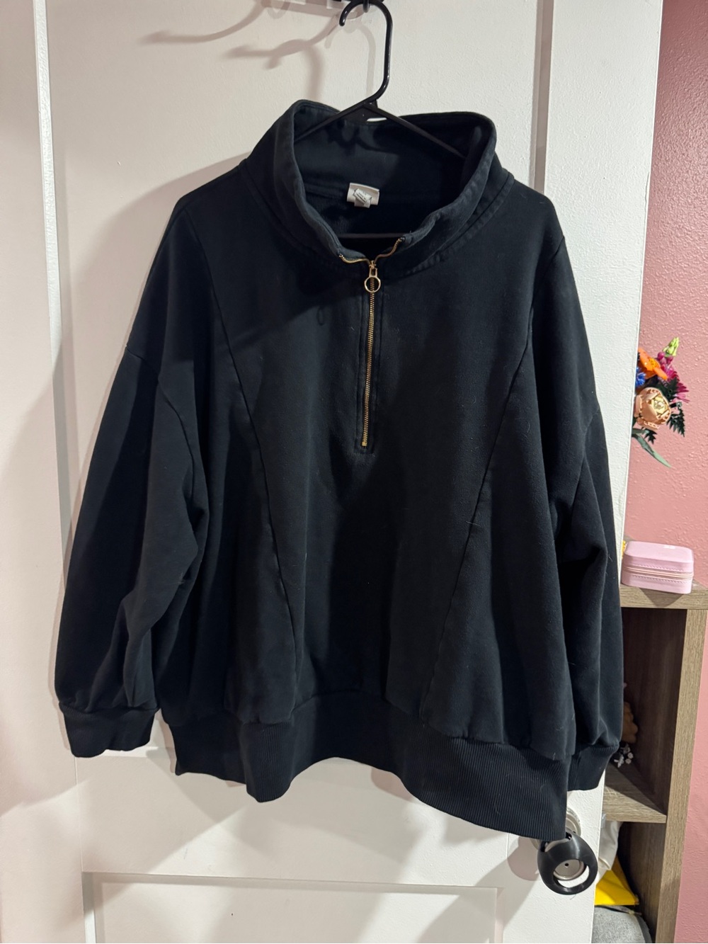a new day Black Zip-Front Pullover with Gold Zipper